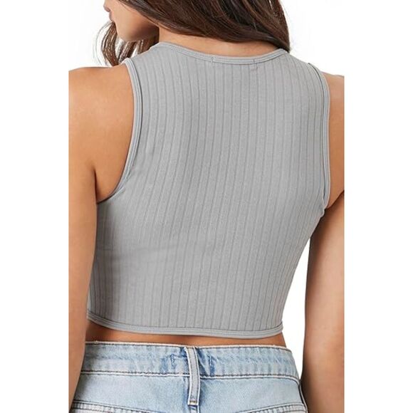 Forever 21 Womens Seamless Ribbed Crop Top, LARGE, 6M-155T002 - Picture 2 of 2